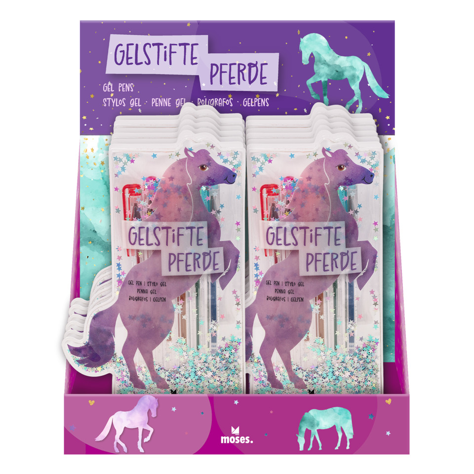 Gelstifte Pferde, Glitzer, Stifte-Set, Pferde-Design, Kinderkunst