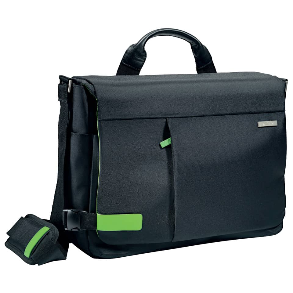 Umhängetasche, Messenger Bag, Laptop Tasche, Schwarz, Klettverschluss
