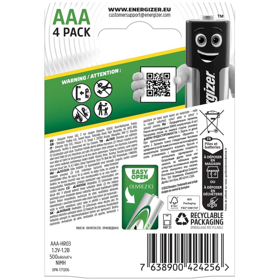 AAA 4 Pack, Batterie, Alkaline, LR03, NiMH?