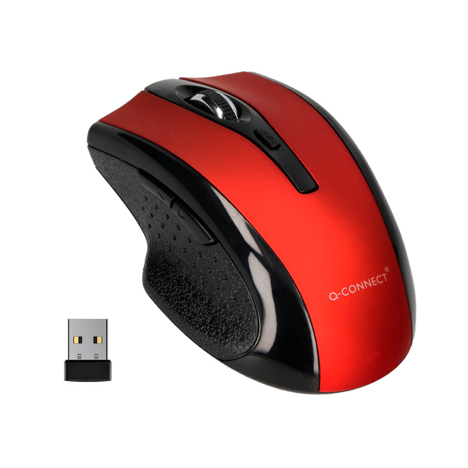 Maus, kabellos, USB-Empfänger, rot, Q-Connect