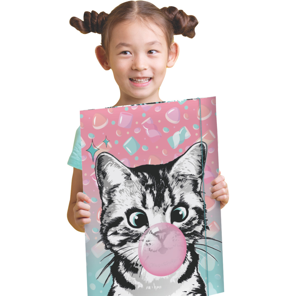 Kinder, Poster, Kunstdruck, Katze, Bubble-Gum-Design