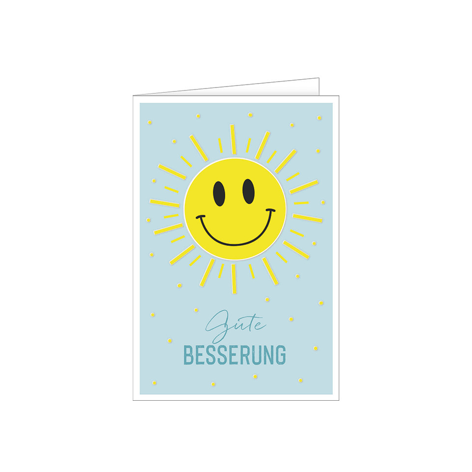 Karte, Grußkarte, Sonne, Smile, Gute Besserung