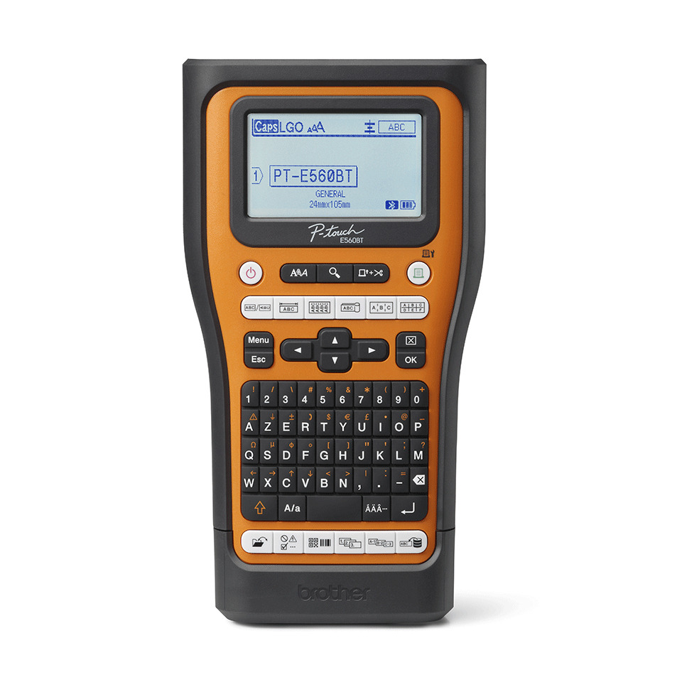 Pocket printer, Handheld device, QWERTY keyboard, Orange black, Braun/brand not visible