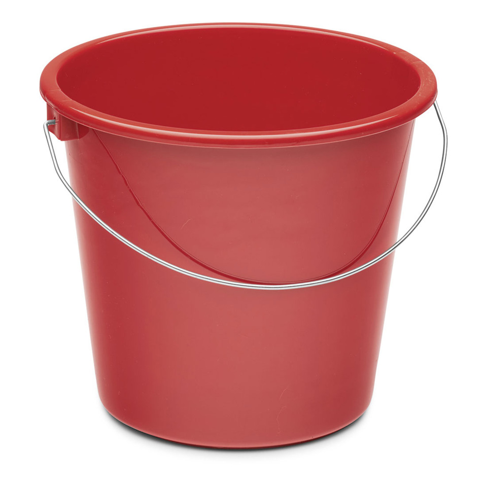 Eimer, Rot, Metallgriff, Kunststoff, Bucket