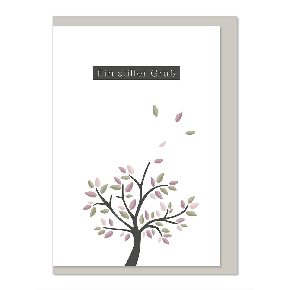 Grußkarte, Baum, Blätter, Minimalistisch, Kartenmotiv