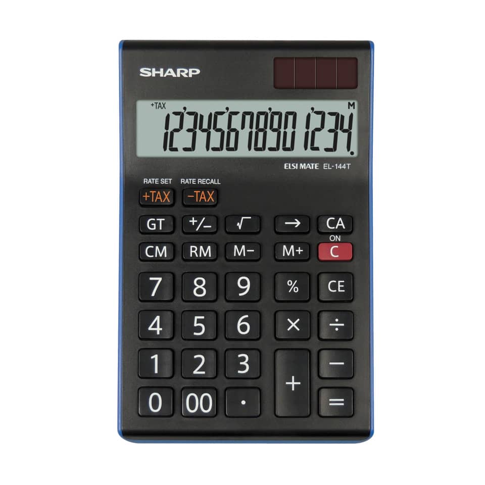Taschenrechner, ELSI MATE, Schwarzer Taschenrechner, Großes Display, Numerische Tastatur