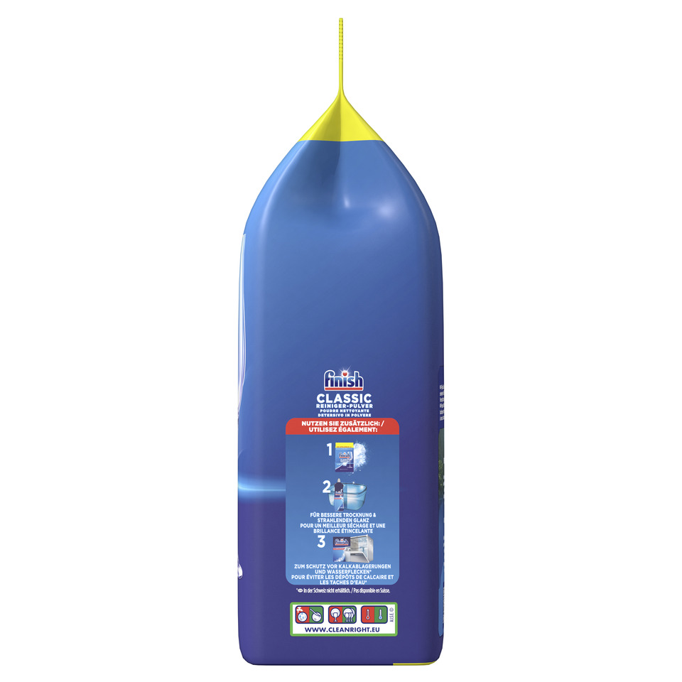 Kunststoffflasche, Spülmittel, Farbe blau, Gelbstreifen, Finish Classic