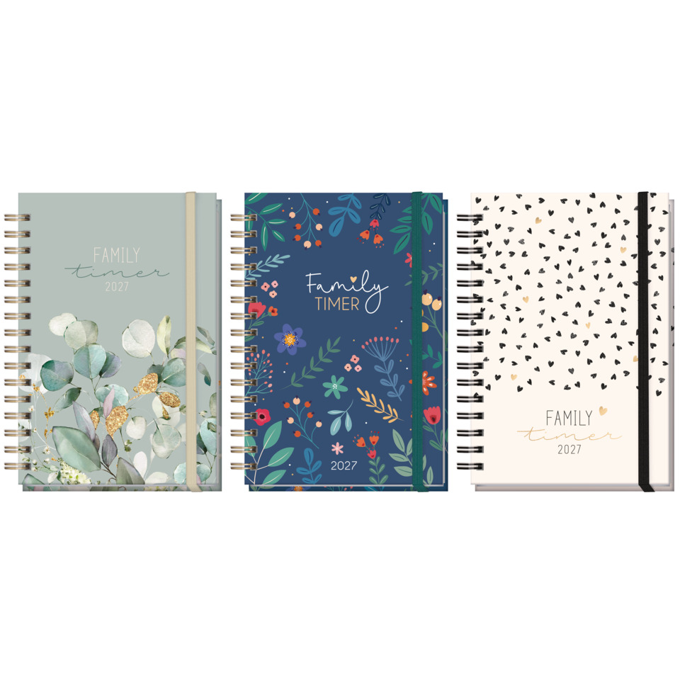 Notizbuch, Planer, Familienplaner, 2027,  Spiralbindung