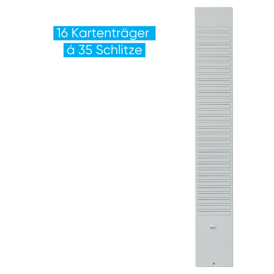 geräterausschnitt, Türkontaktriegel, Zugangsmodul, Kartenleser, Streifenvertikale, Schlitze, Kartenhalter, Kartenstapel, Schiefer, Halterung