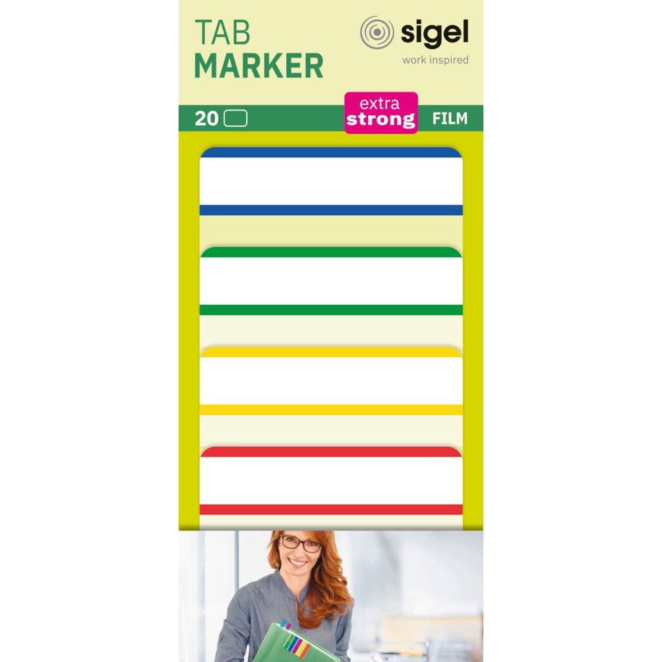 Tab marker, Sticker set, Colored stripes, Label sheets, Packaging card