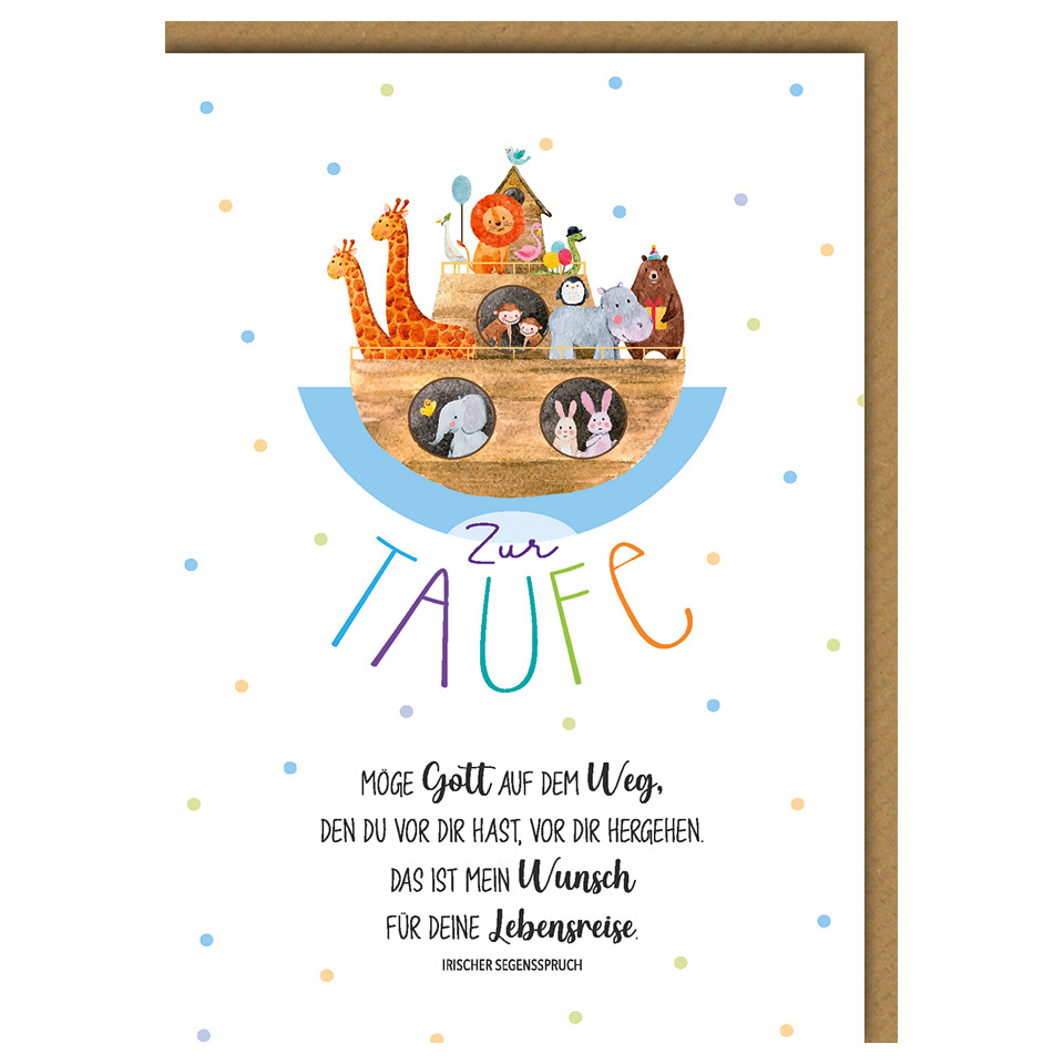 taufboot, tiere, bunt, karikatur, geburtstagskarte