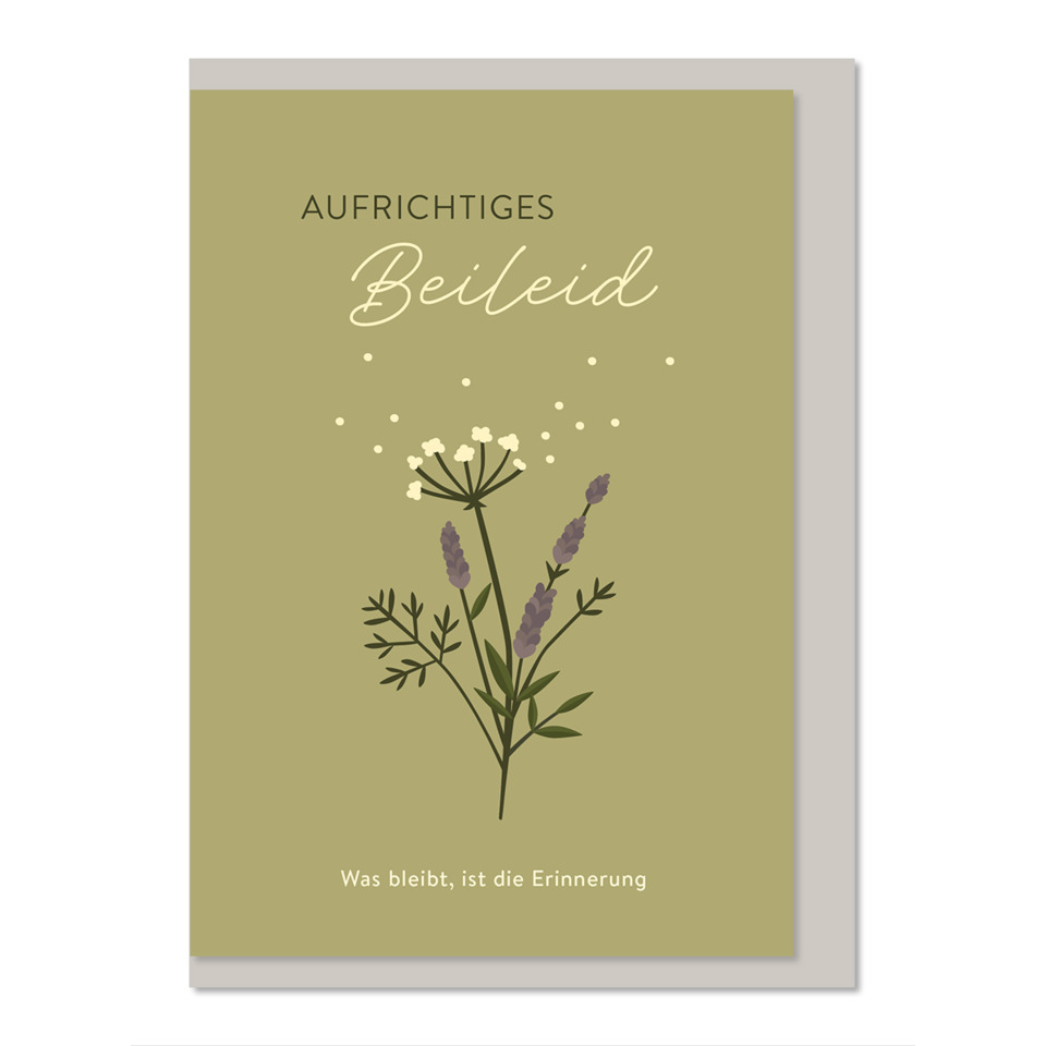 Beileid, Karte, Blumen, Lavendel, Danksagung