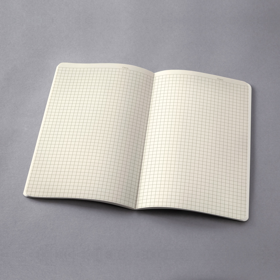 Notizbuch, Spiralbindung, kariertes Papier, ganzseitig leer, Notizbuch, Karo-Papier, geöffnete Seiten, Quadrate, Notizbuch-Layout