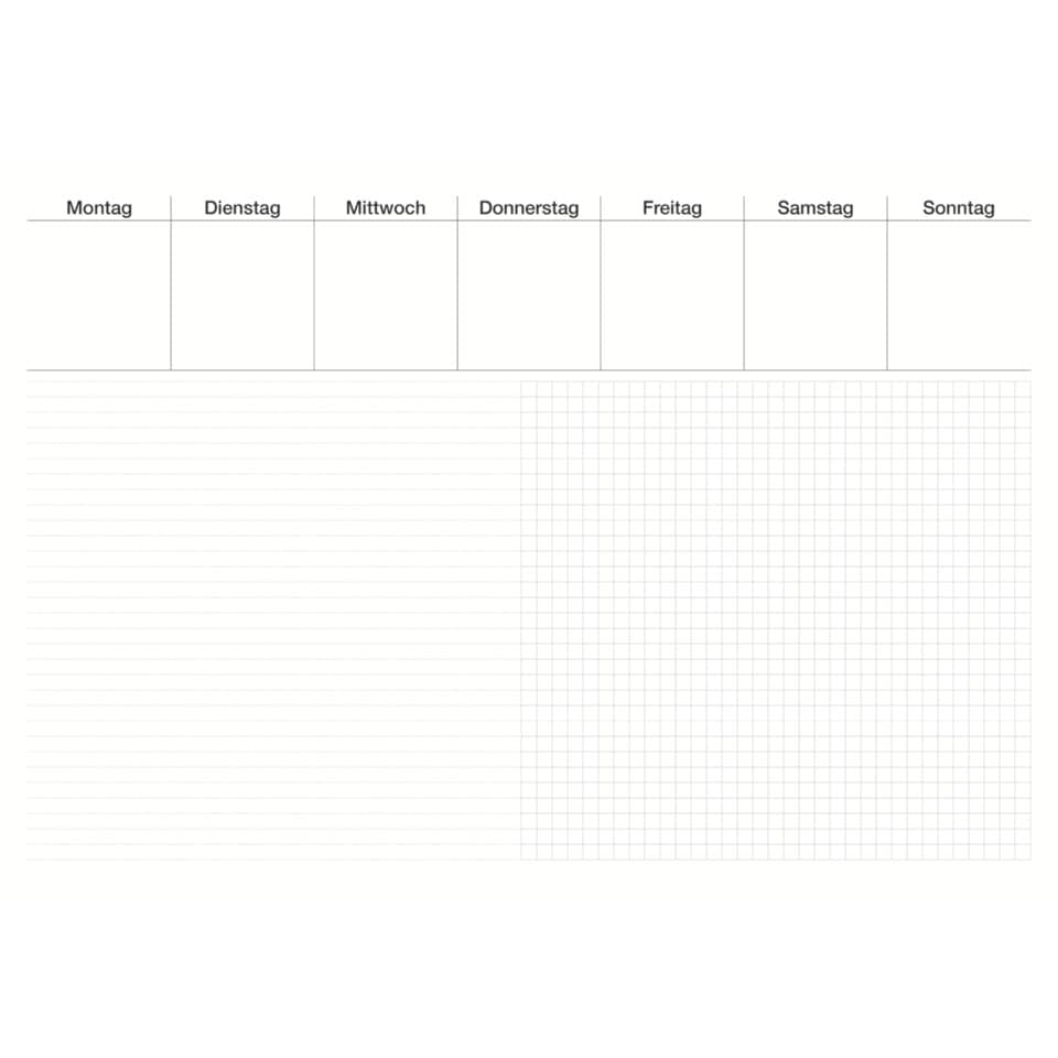 Kalender, Planer, Wochentage, Notizbereich, Raster