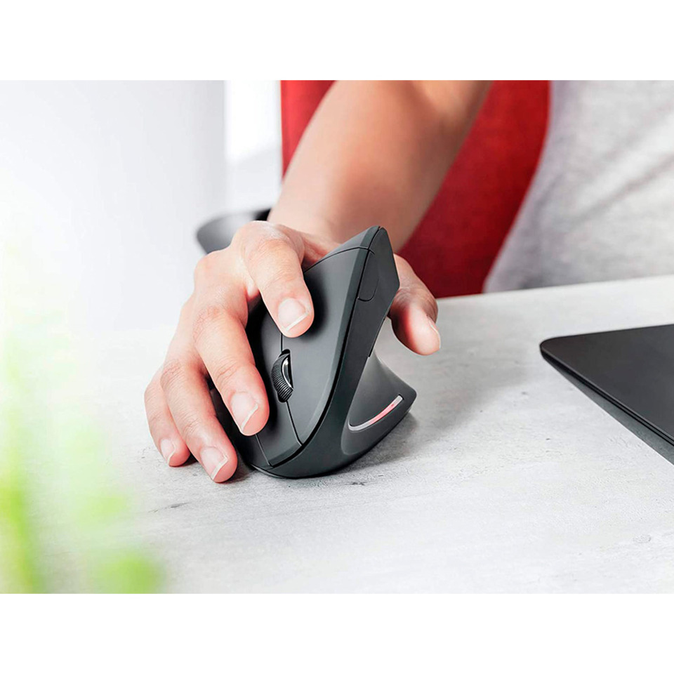 drahtloser Maus, ergonomisch, schwarz, Scrollrad, USB-Empfänger