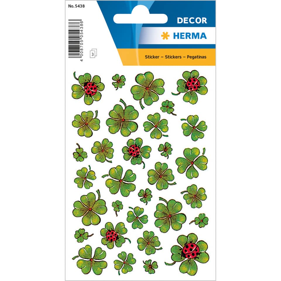 Kleeblatt-Sticker, Kleeblatt-Motiv, Marienkäfer, Aufkleber, Deko-Sticker