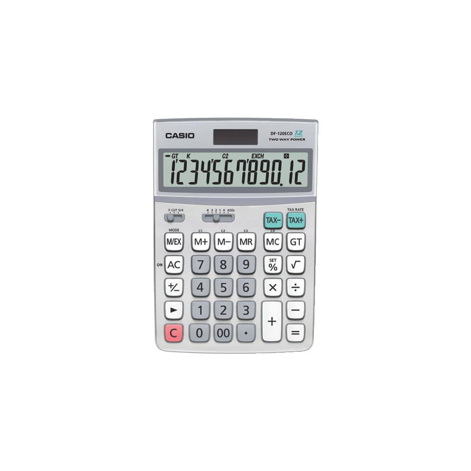 Taschenrechner, Casio, Schwarze Zahlen, Großes Display, Tastenlayout