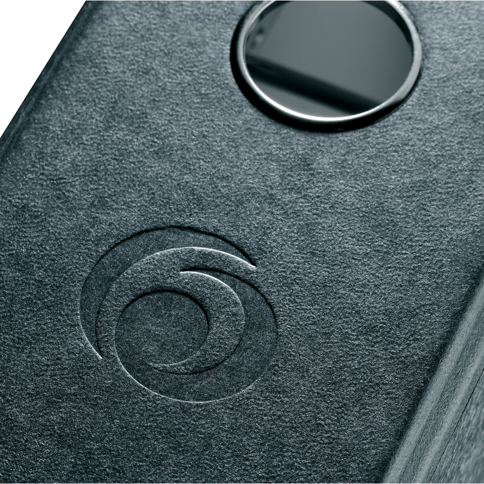 wireless, Lautsprecher, schwarz, Holz, Logo
