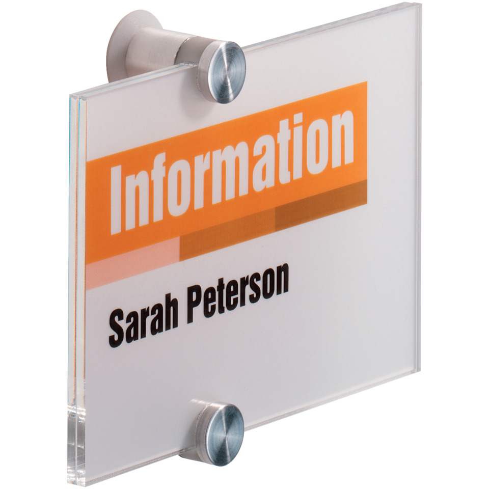 Informationsschild, sichtige Acrylbeschilderung, Namensschild, transparentes Paneel, Metallabstandhalter