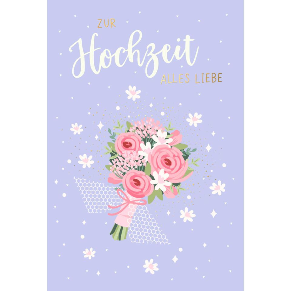 Brautstrauß, Blumenstrauß, Rosafarbene Rosen, Hochzeitskartenmotiv, Bouquet