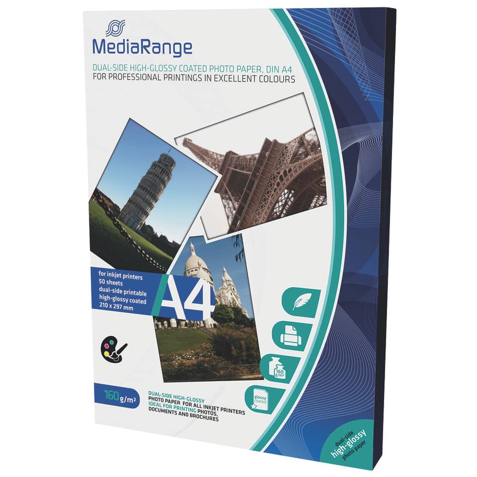 Fotopapier, A4, hochglänzend, DIN A4, Papierstärke 160 g/m2