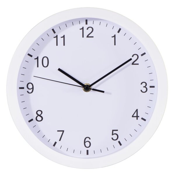 Wanduhr Pure, 3 Zeiger, schwarze Ziffern und Zeiger, weiß