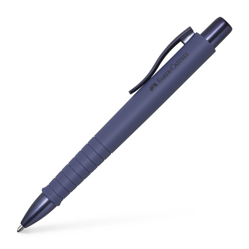 Kugelschreiber, Gummigriff, Kugelschreiber Metall, Blau, Clip