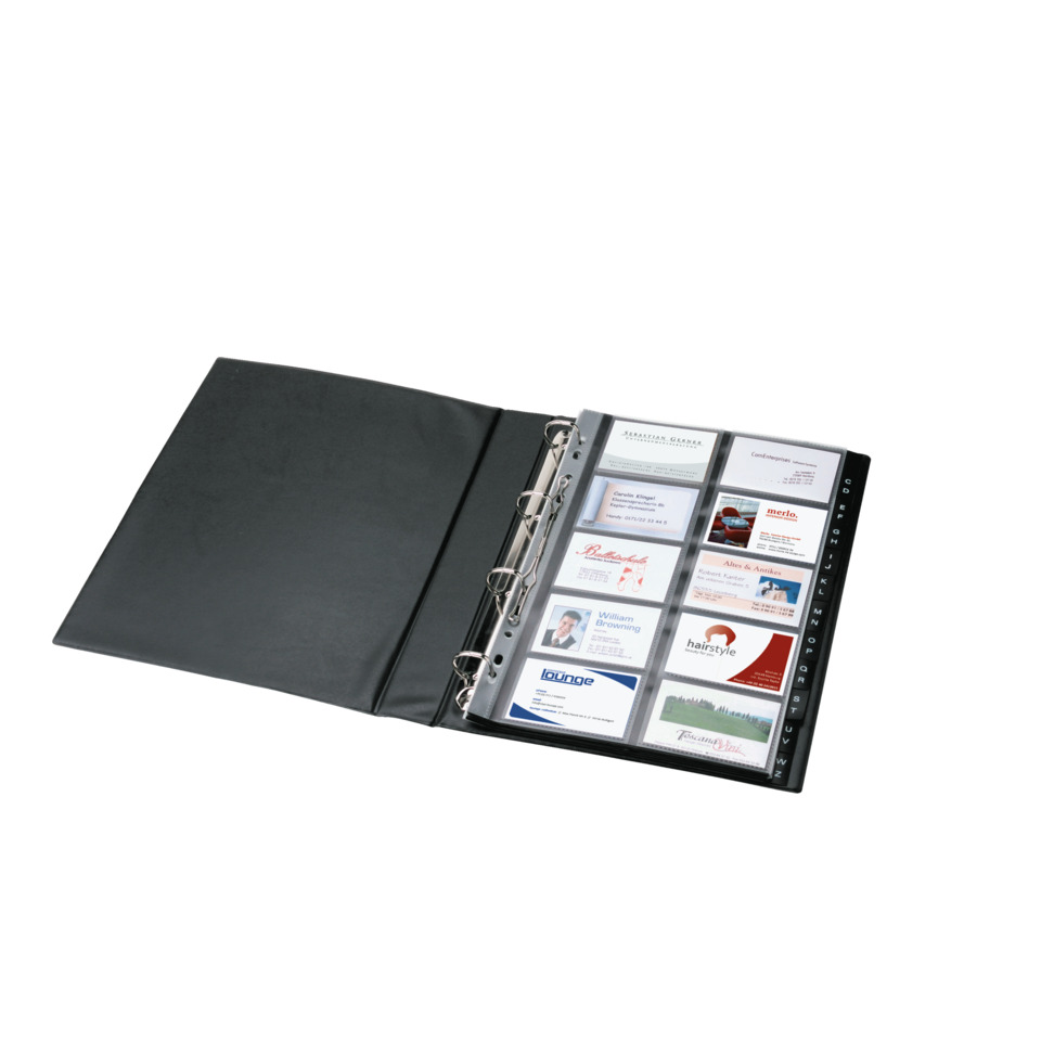 Visitenkarten-Ordner, Aktenmappe, Ringbinder, Visitenkartenhalter, Leder-Umschlag