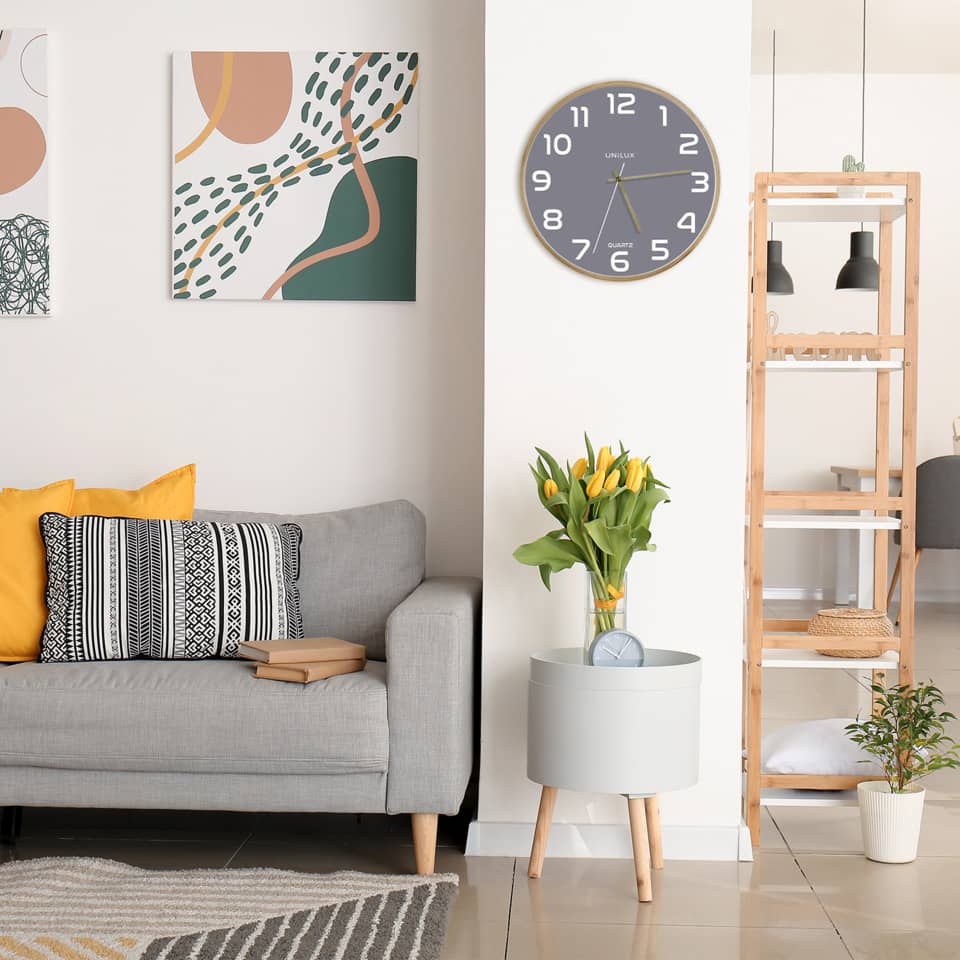 Sofa, Wohnzimmer, Pflanzen, Uhr, Wechselschrank