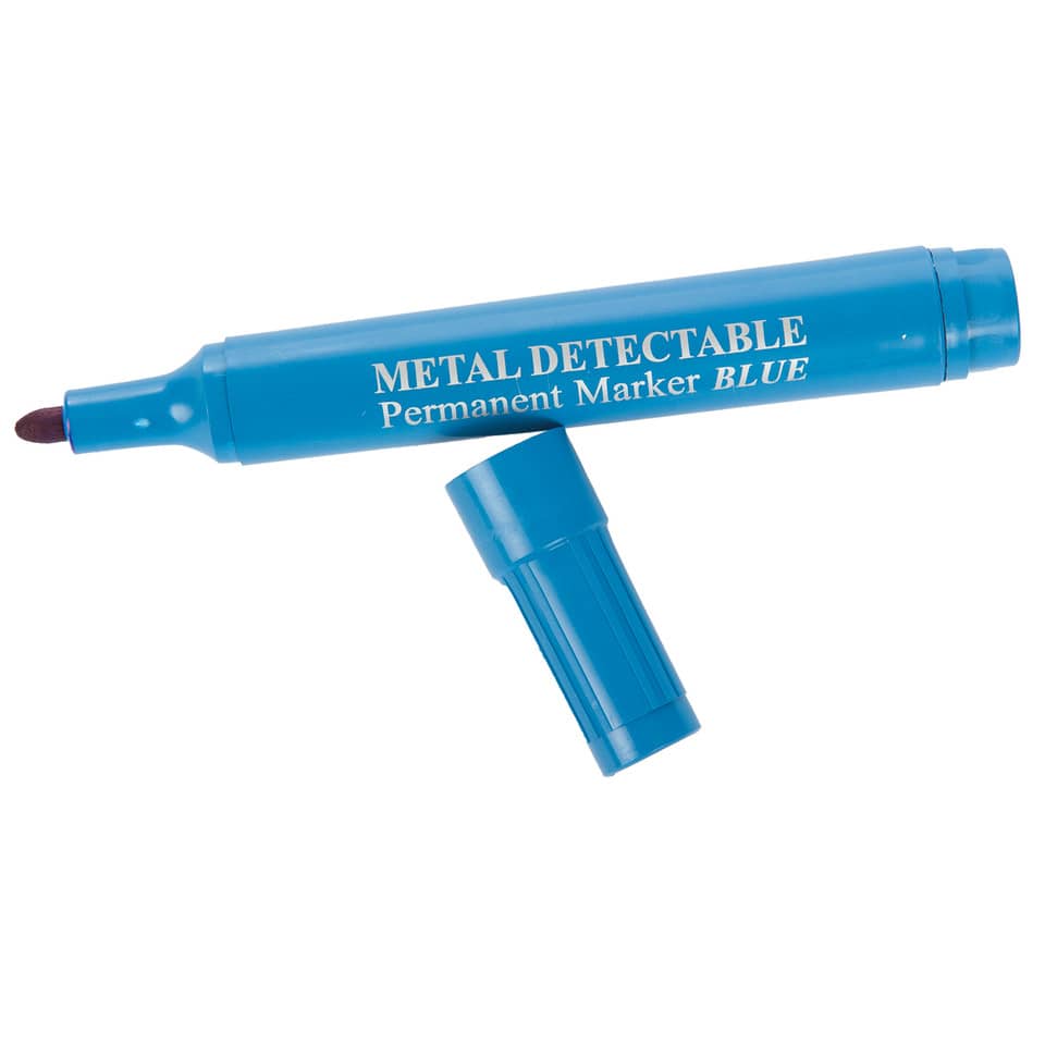 Marker, Permanent marker, Blue, Chisel tip, Metal detectable