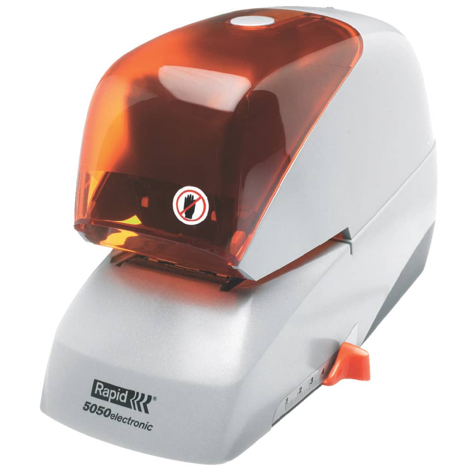 stapler, tacker, brad, orange lid, compact