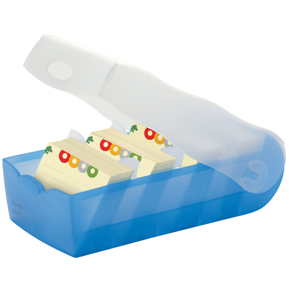 Schreibbox, Kartenbox, Schulmaterial, Buntkarten, Klemmschutz