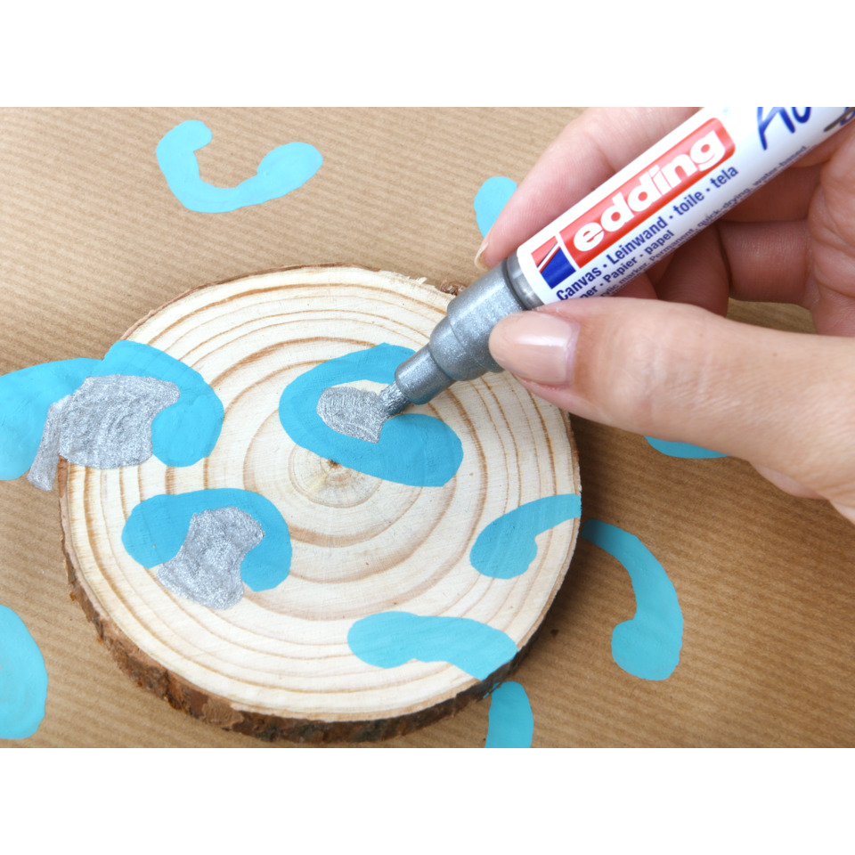 holzscheibe, Holzschnitt, Tischdeko, Marker, Dekor, Holzunterlage, Baumringe, Marker-Highlights, Kreidemarker, Dekoration