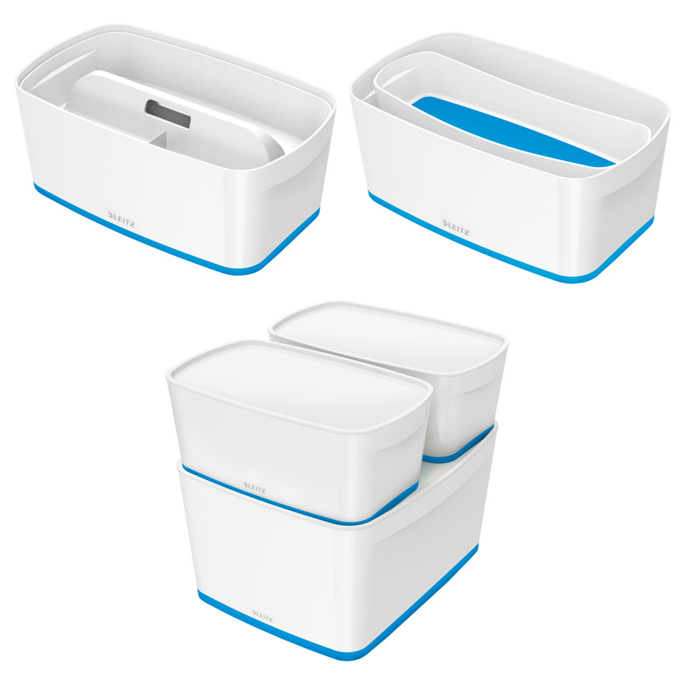 aufbewahrungsbox, Aufbewahrung, Behälter, Kunststoff, blau, Küchenorganizer, Aufbewahrungsbehälter, stapelbar, weiß, blauer Akzent