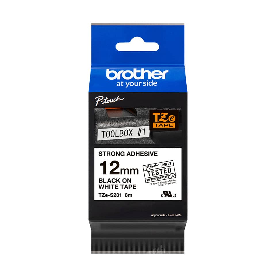 12mm, schwarz auf weiß, Klebeband, Band, P-touch