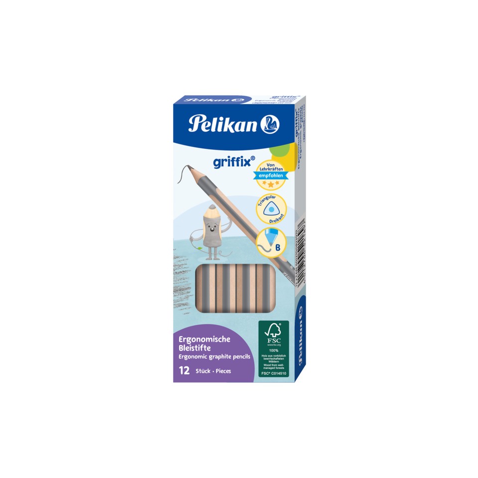 Graphite pencils, Ergonomic, Bleistifte, 12er Set, Holzbox