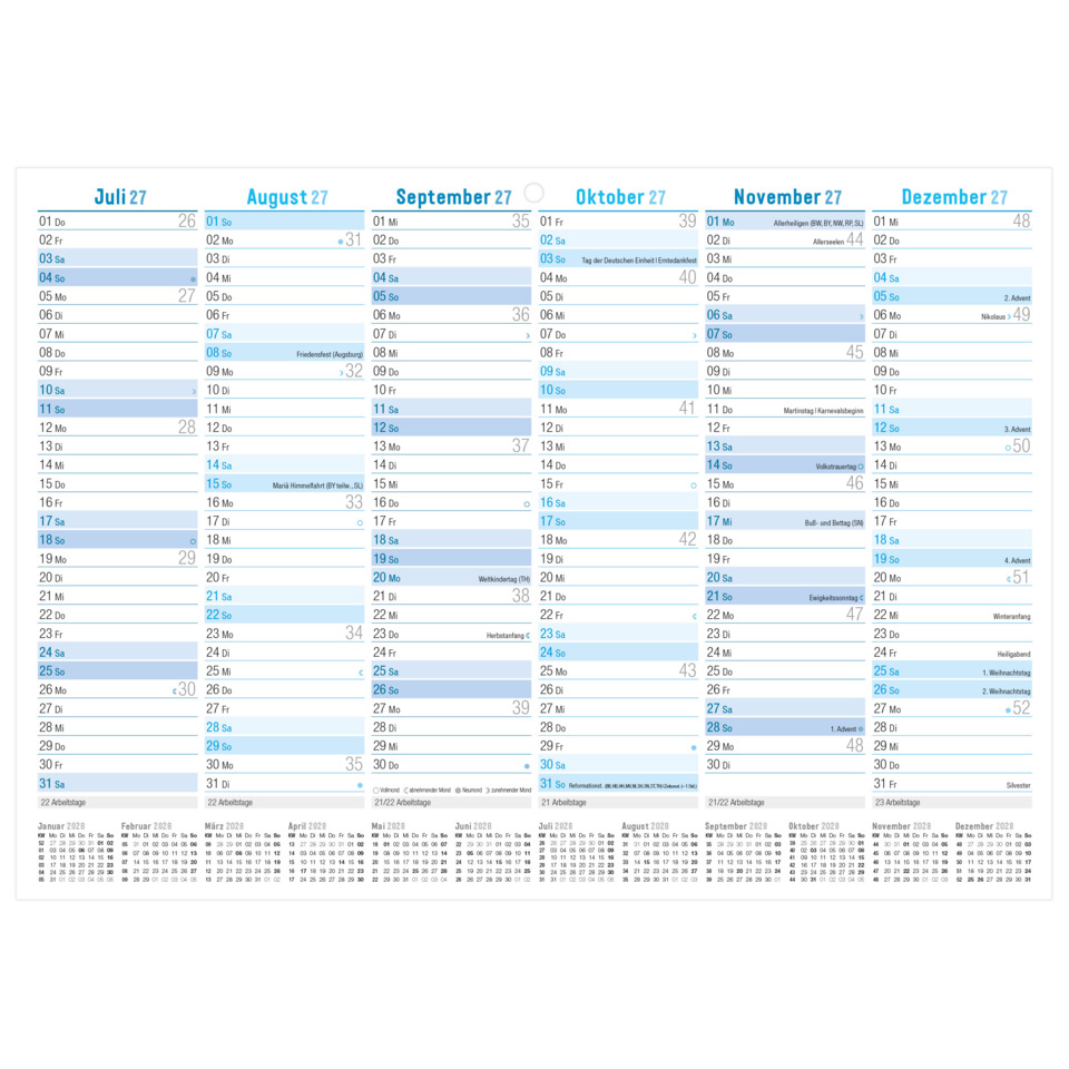 Kalender, Monatskalender, Jahreskalender, Tischkalender, Kalendarium