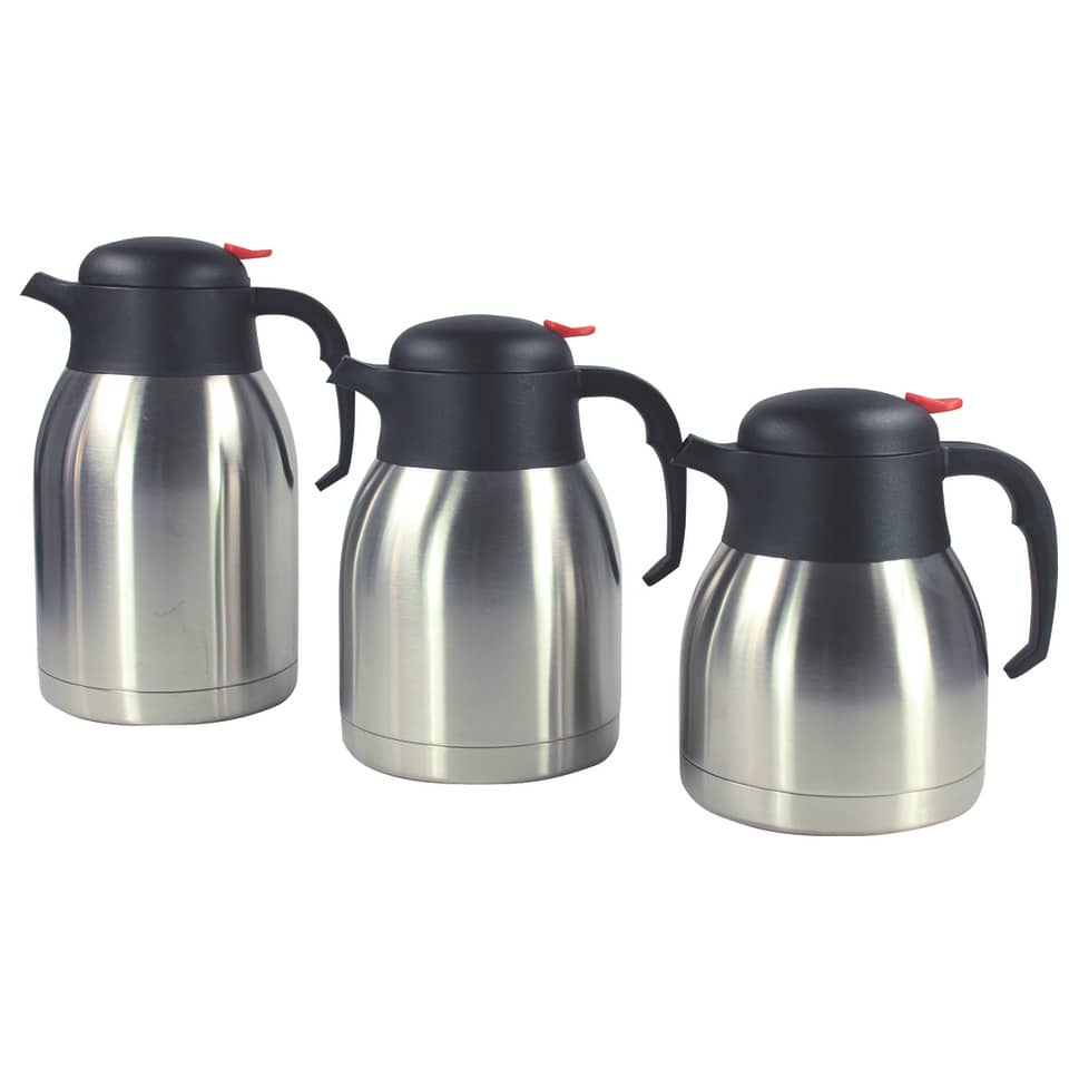 Kaffeekanne, Thermoskanne, Stainlessstahl, Schwarz, Drei Stück