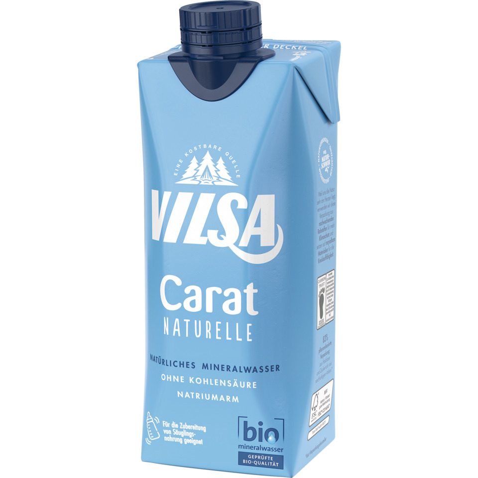Getränkekarton, Mineralwasser, Naturbleiche, Kunststoffbehälter, Blau