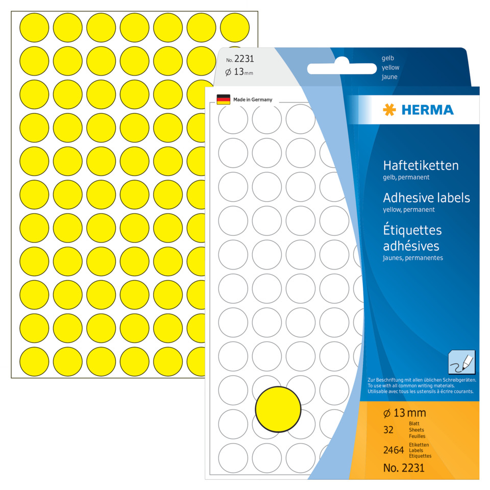 klebezettel, aufkleber, etiketten, gelb, runde dots