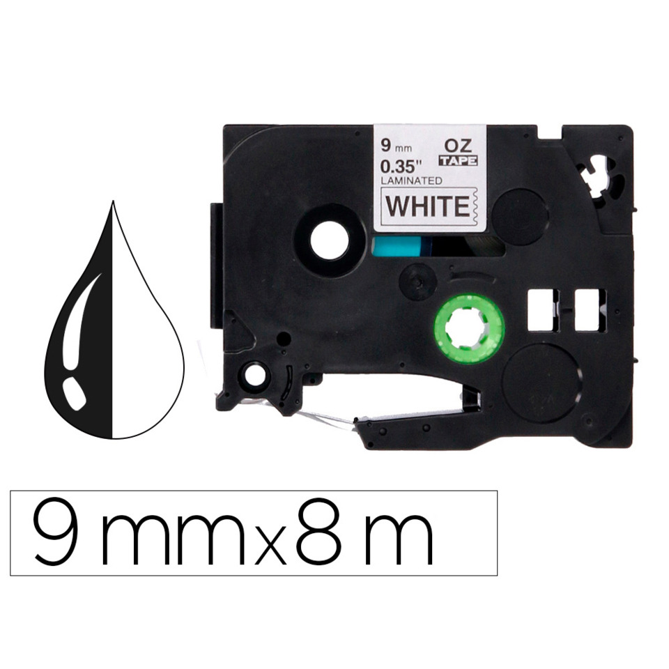 Tape, Kassette, Weiß, 9 mm, Laminiert