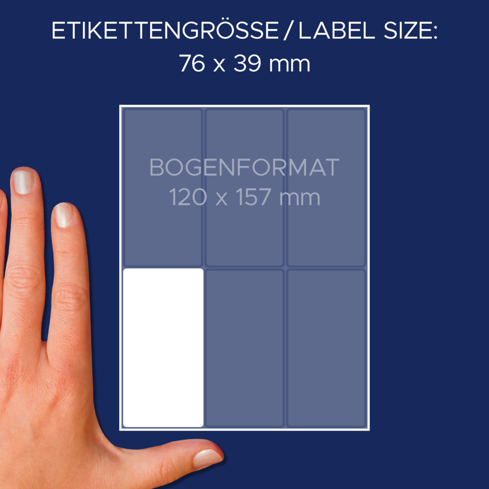 finger, hand, tag size, label format, grid layout