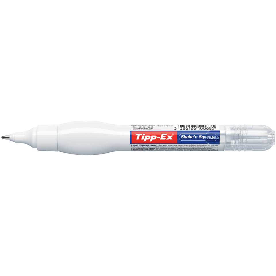 weißer stift, präzisionsstift, gelstift, griff, tip-ex shake'n squeeze