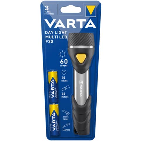 Taschenlampe Day Light Multi F20,  LED, schwarz/silber VARTA 16632 101 421