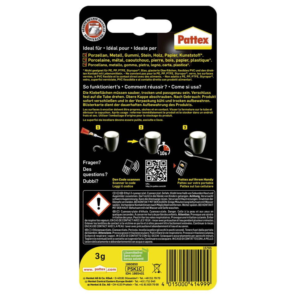 Klebeband-Adapter, Porzellan-Topf, Kunststoff-Beutel, PATTEX, 3g