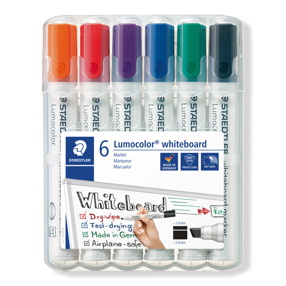 Marker, Whiteboard, 6-Farben, LumoColor, Staedtler