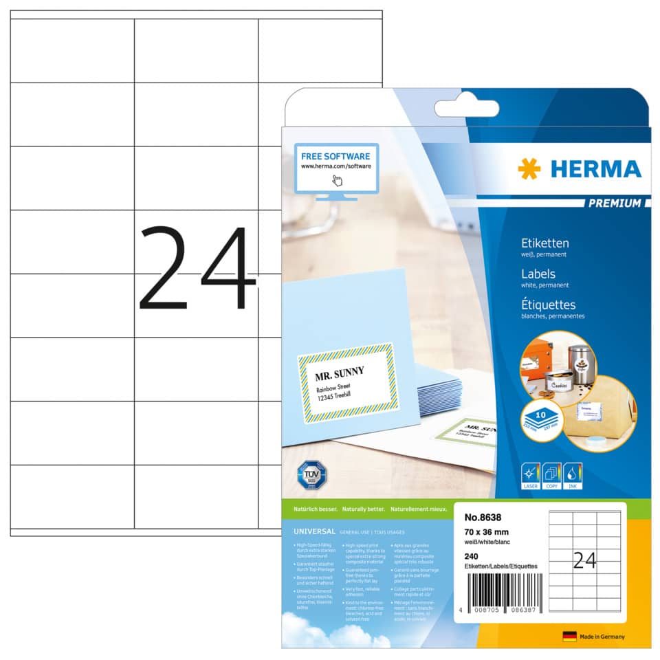 Etiketten, Labels, Papieretiketten, weiß, Permanent