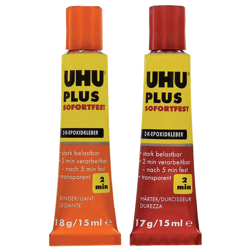 Epoxy glue, Klebstoff, UHU Plus, Sofortfest, 2 K-Epoxidkleber
