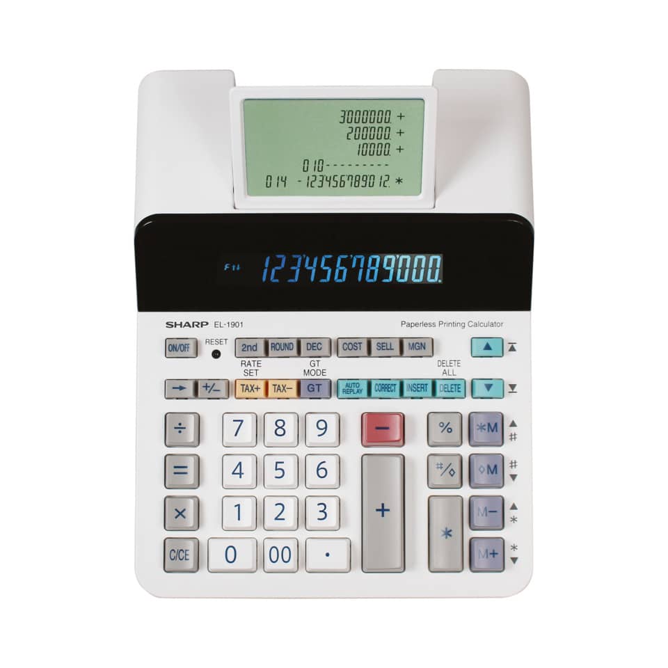 Rechenmaschine, Taschenrechner, Kassensatz, Schwarz-Weiß, Display digital
