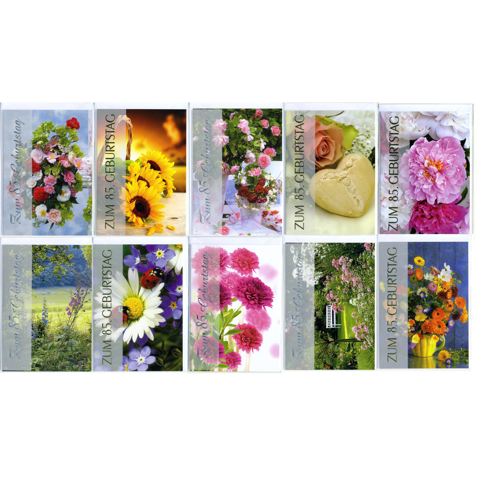 Blumenkarte, Blumenstrauß, Gartenpflanzen, Vielblühende Blumen, Kartenserie